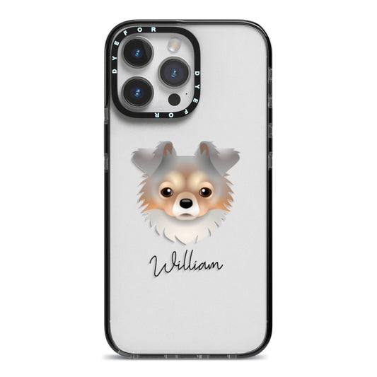 Chorkie Personalised iPhone 14 Pro Max Black Impact Case on Silver phone