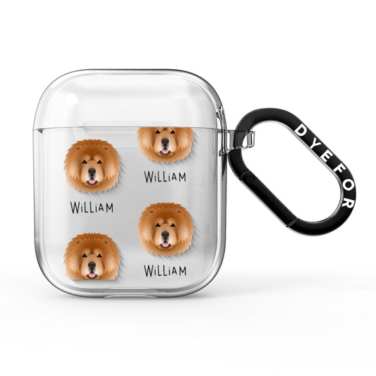 Chow Chow Icon with Name AirPods Clear Case