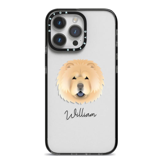 Chow Chow Personalised iPhone 14 Pro Max Black Impact Case on Silver phone