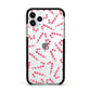 Christmas Candy Cane Apple iPhone 11 Pro in Silver with Black Impact Case