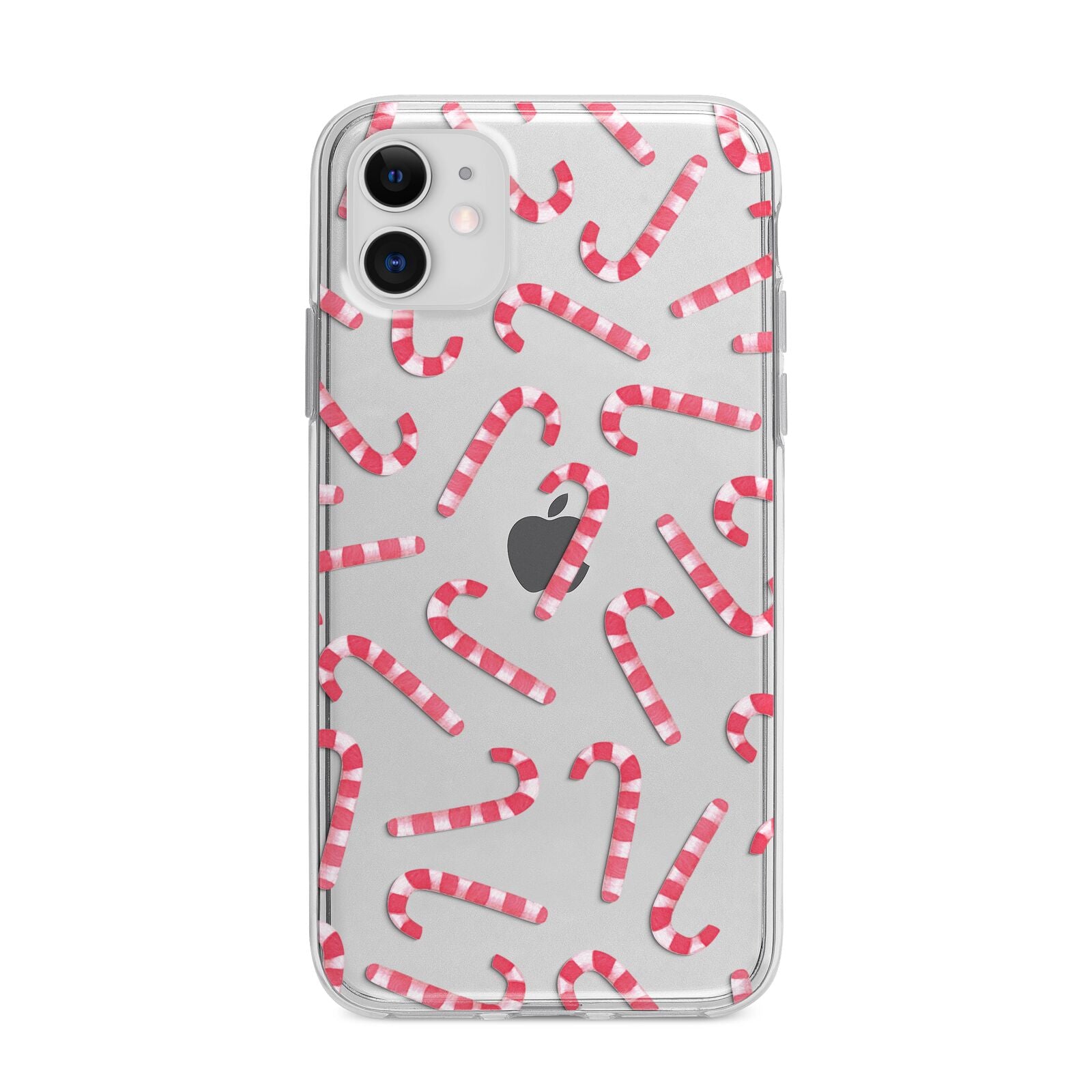 Christmas Candy Cane Apple iPhone 11 in White with Bumper Case