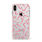 Christmas Candy Cane Apple iPhone Xs Max Impact Case Pink Edge on Silver Phone