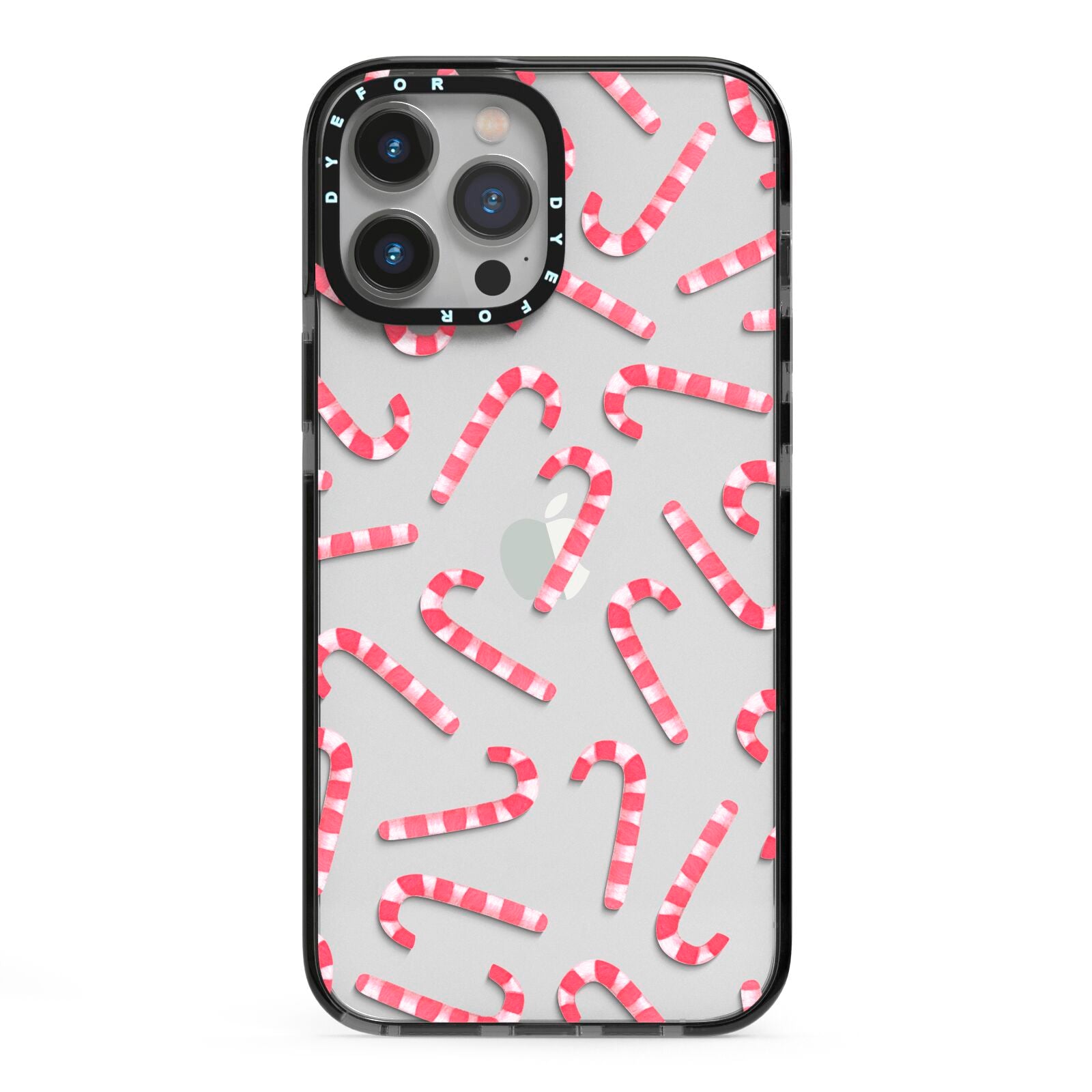 Christmas Candy Cane iPhone 13 Pro Max Black Impact Case on Silver phone