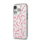 Christmas Candy Cane iPhone 14 Pro Clear Tough Case Silver Angled Image