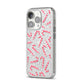 Christmas Candy Cane iPhone 14 Pro Glitter Tough Case Silver Angled Image