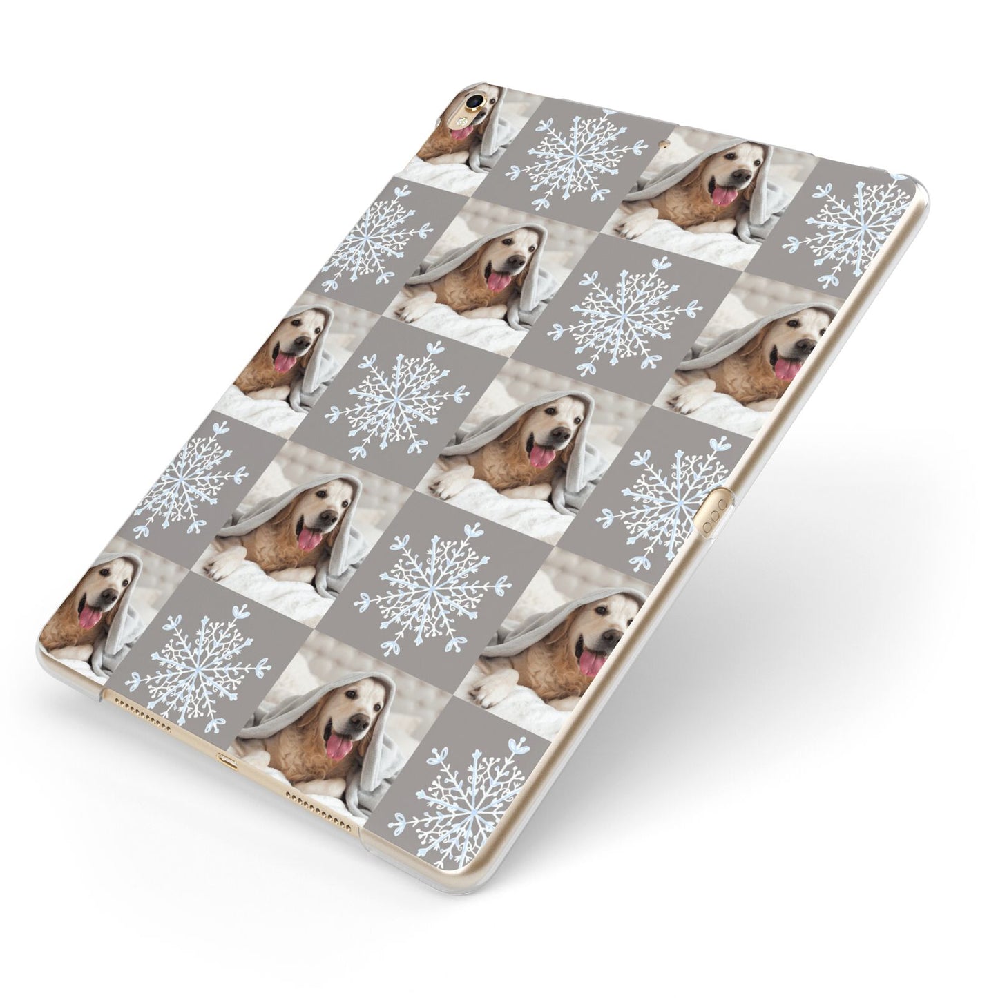 Christmas Dog Photo Apple iPad Case on Gold iPad Side View