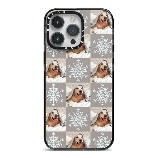 Christmas Dog Photo iPhone 14 Pro Max Black Impact Case on Silver phone