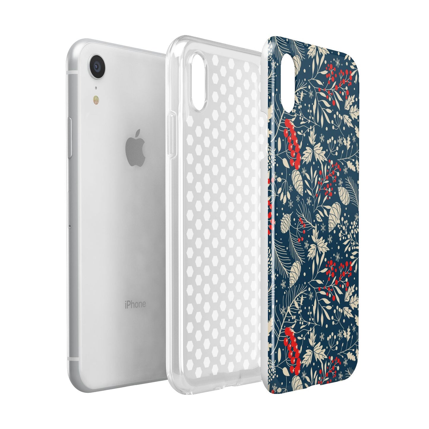 Christmas Floral Apple iPhone XR White 3D Tough Case Expanded view