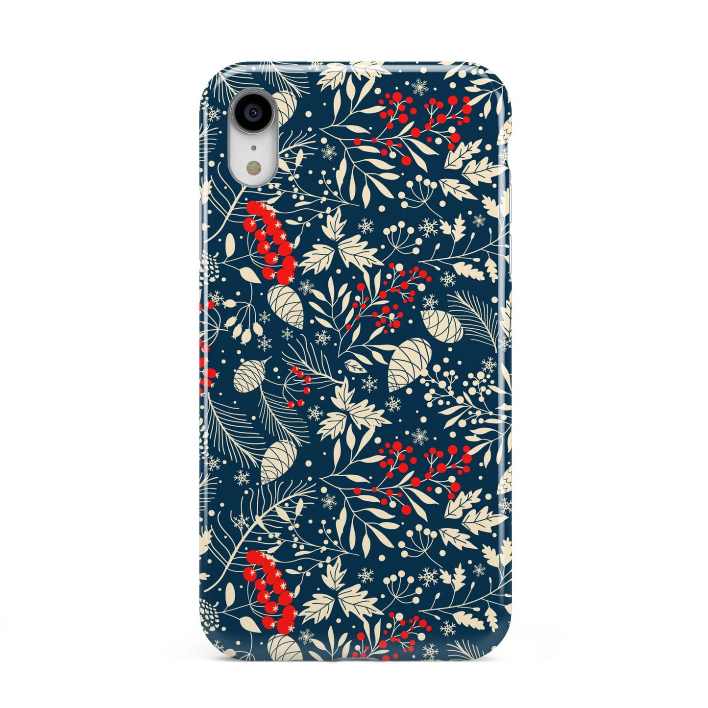 Christmas Floral Apple iPhone XR White 3D Tough Case