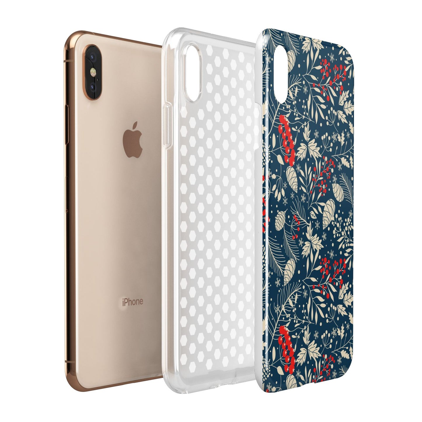 Christmas Floral Apple iPhone Xs Max 3D Tough Case Expanded View