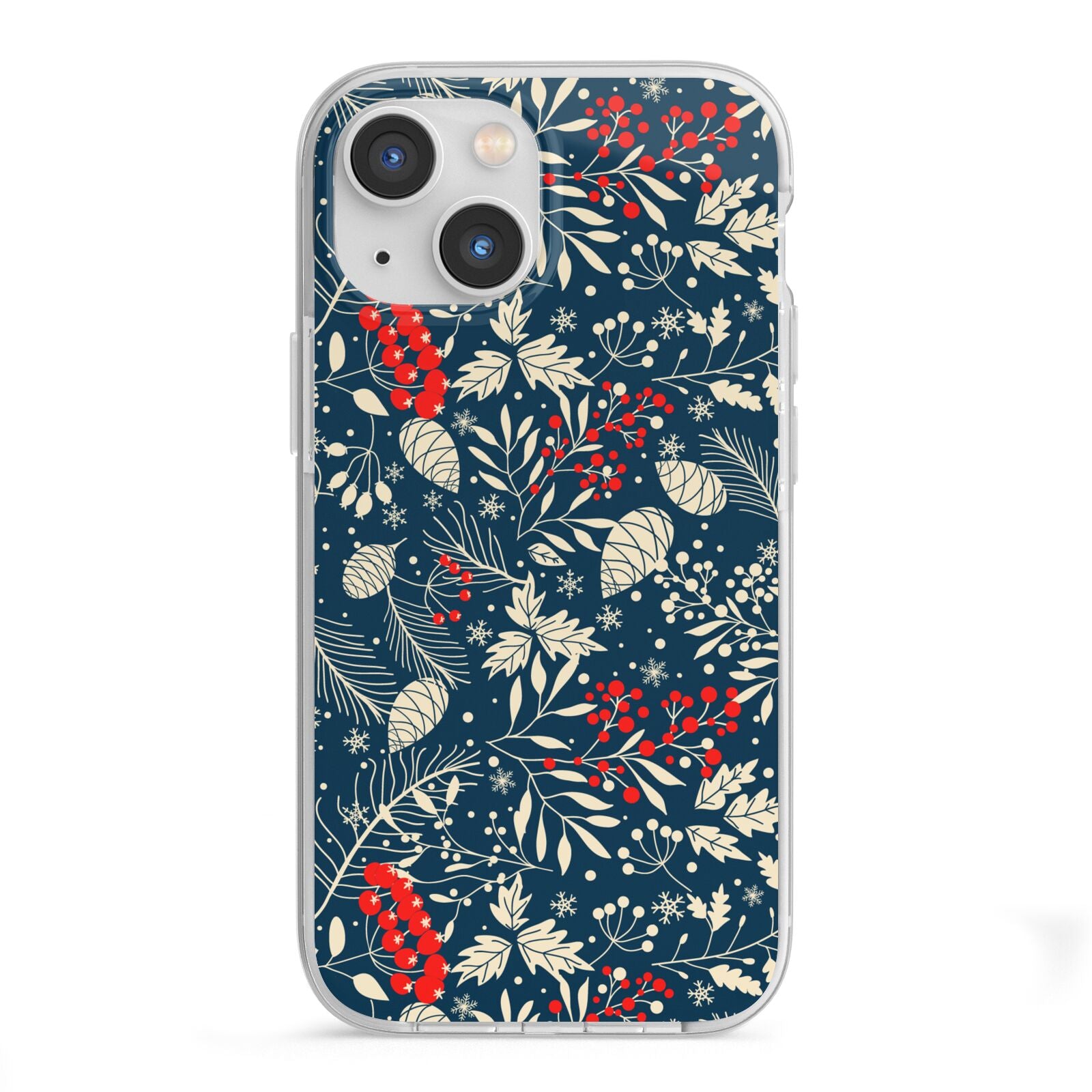 Christmas Floral iPhone 13 Mini TPU Impact Case with White Edges