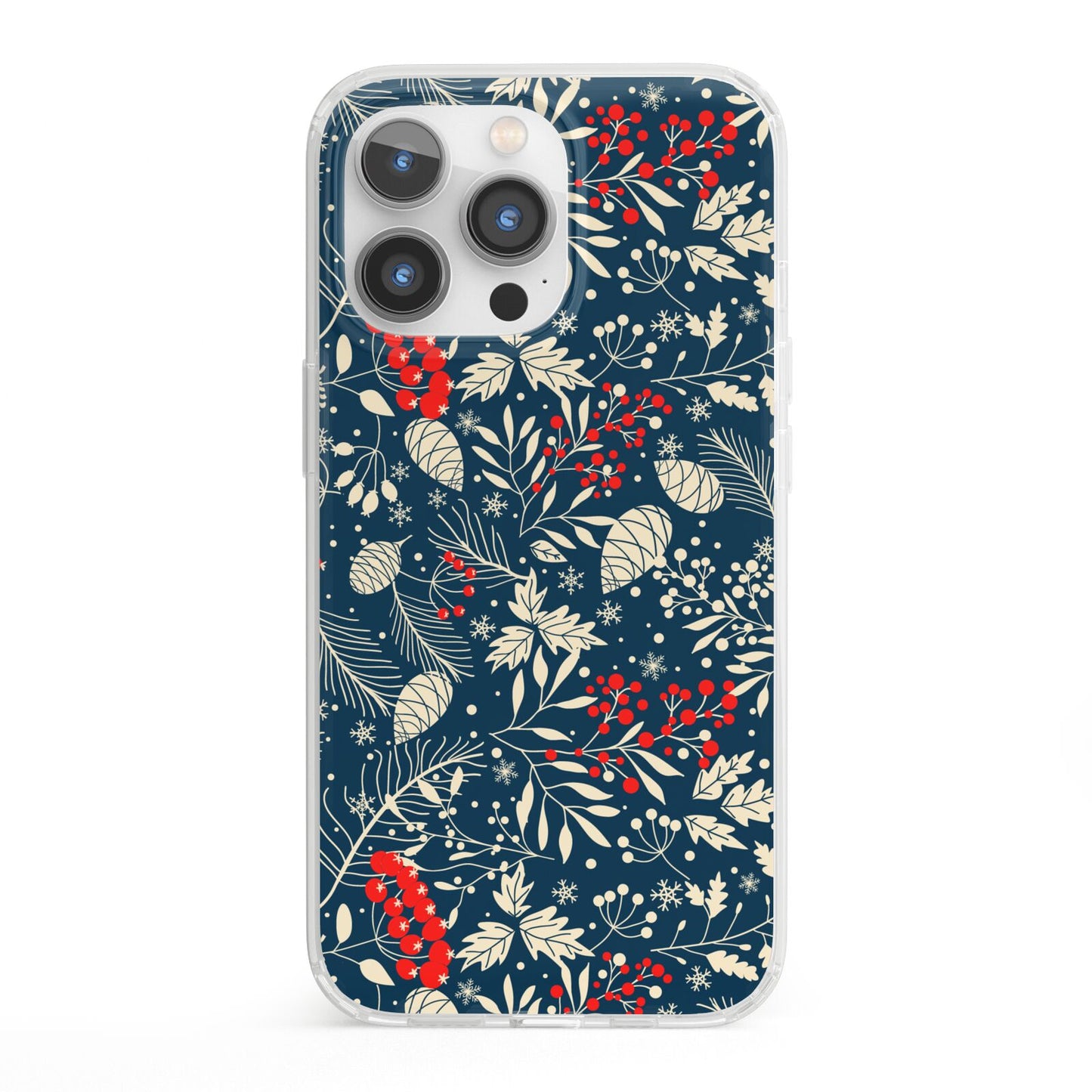 Christmas Floral iPhone 13 Pro Clear Bumper Case