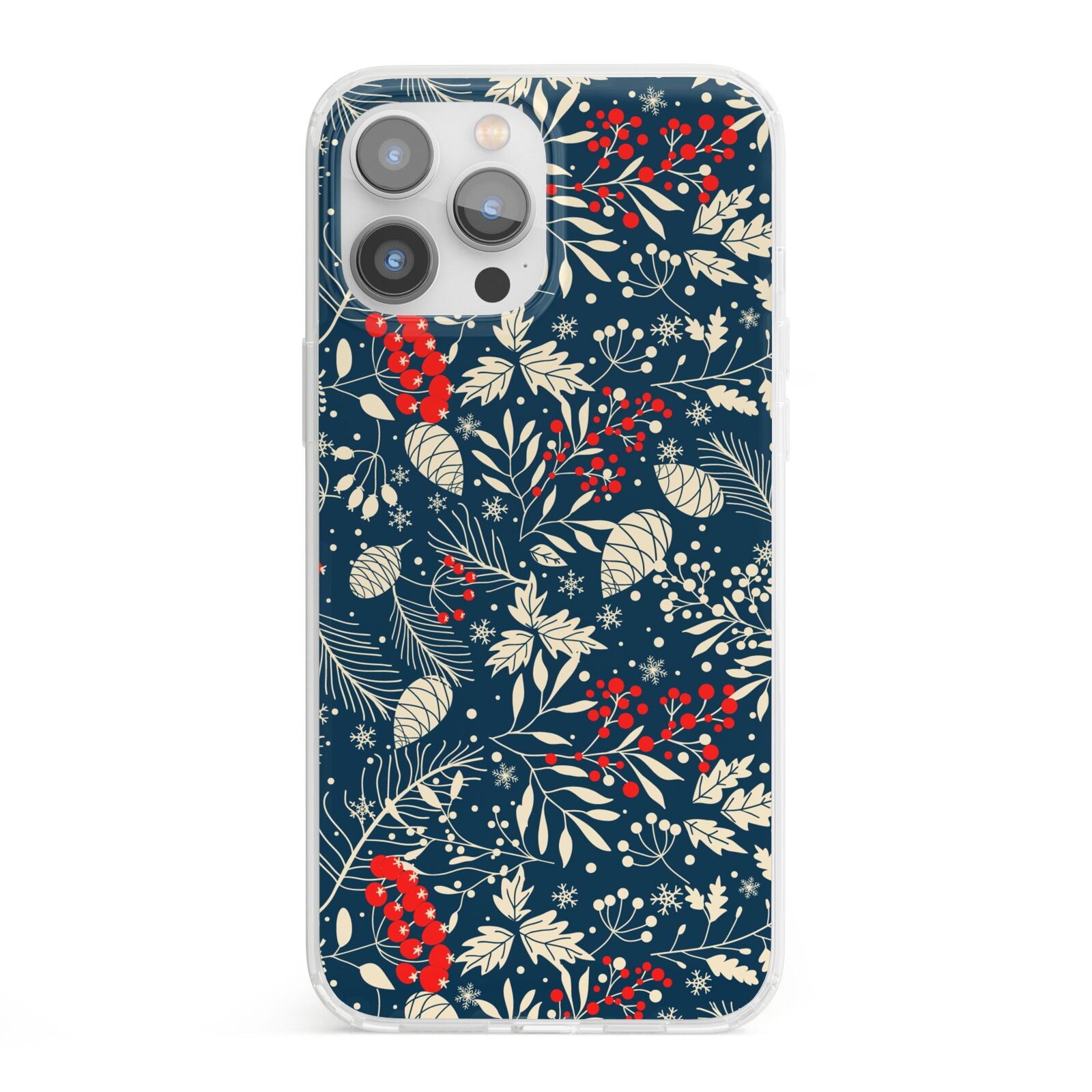 Christmas Floral iPhone 13 Pro Max Clear Bumper Case