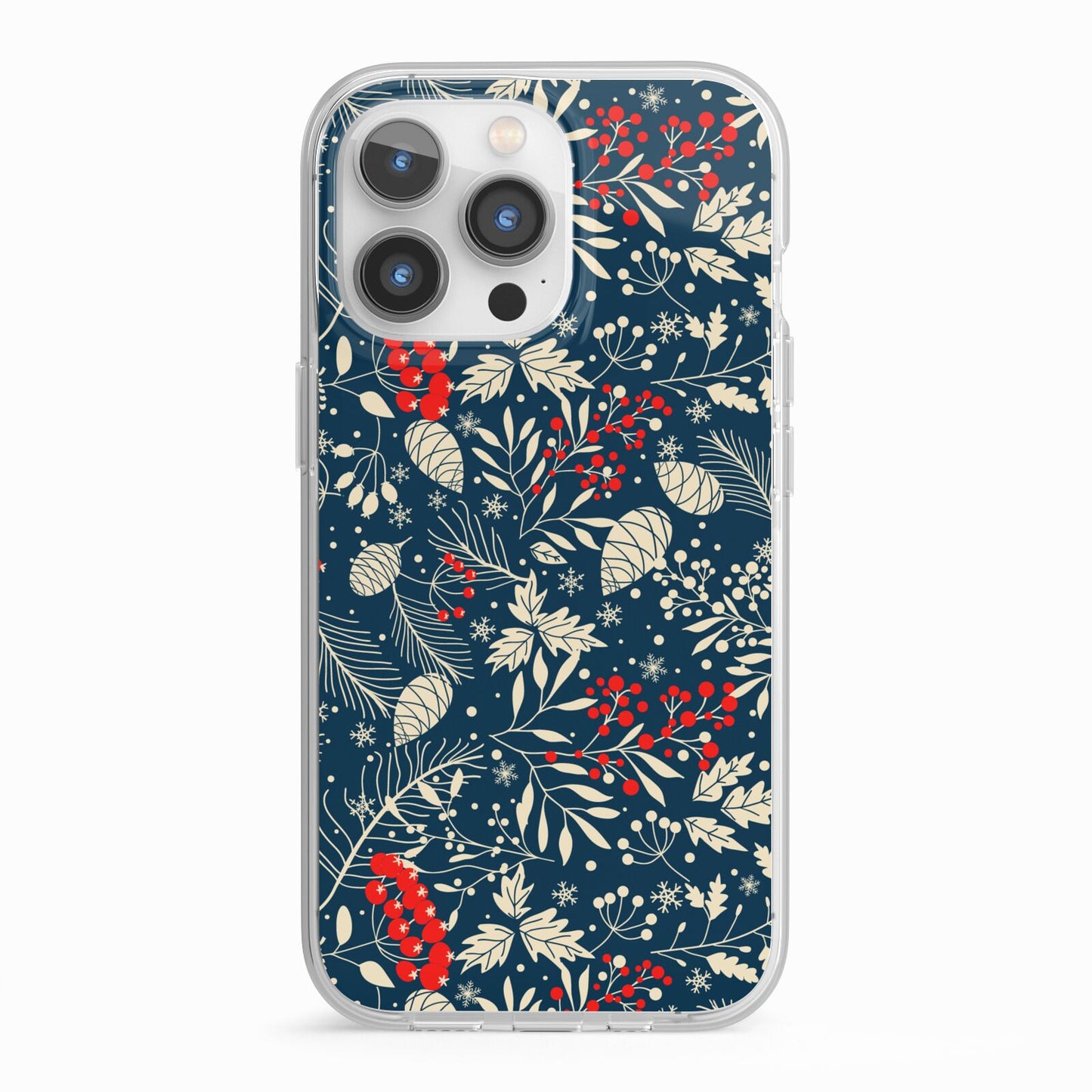 Christmas Floral iPhone 13 Pro TPU Impact Case with White Edges