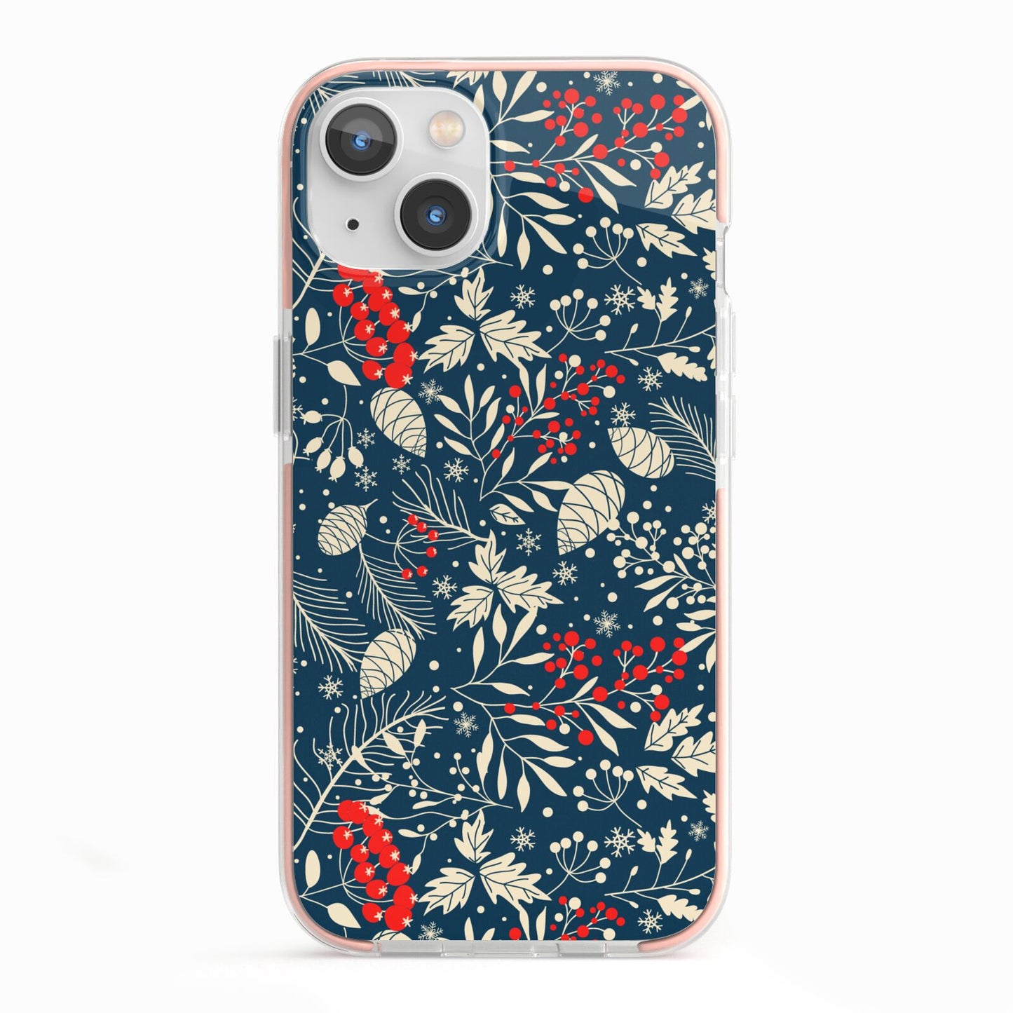 Christmas Floral iPhone 13 TPU Impact Case with Pink Edges