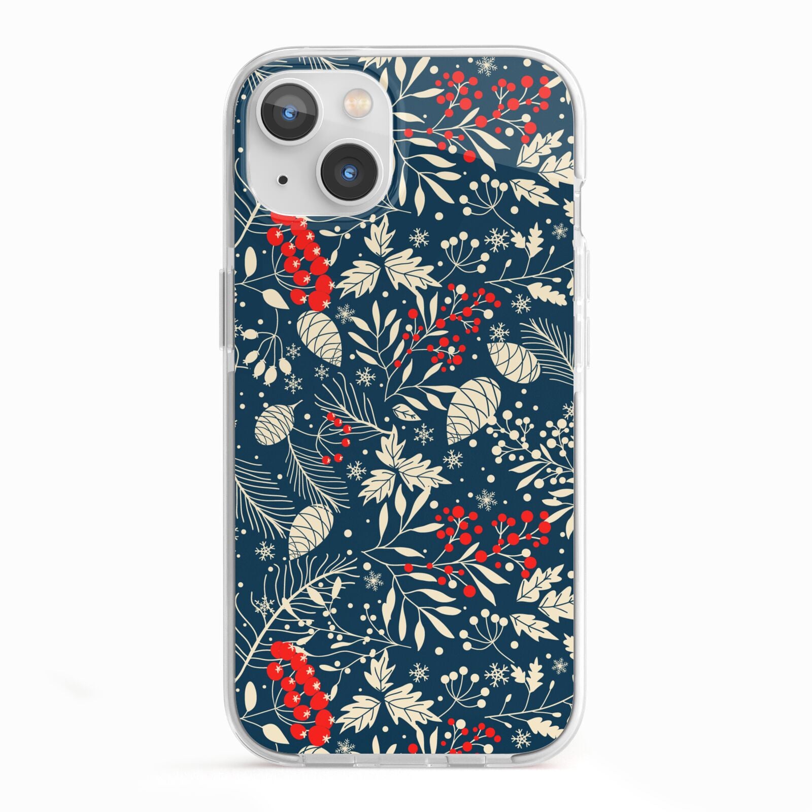 Christmas Floral iPhone 13 TPU Impact Case with White Edges