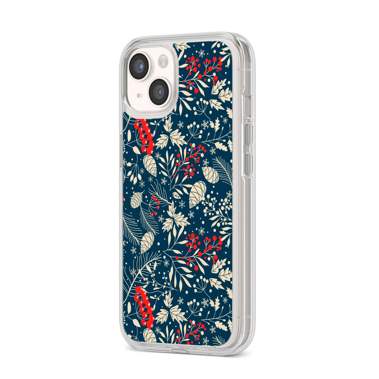 Christmas Floral iPhone 14 Clear Tough Case Starlight Angled Image