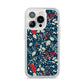 Christmas Floral iPhone 14 Pro Clear Tough Case Silver