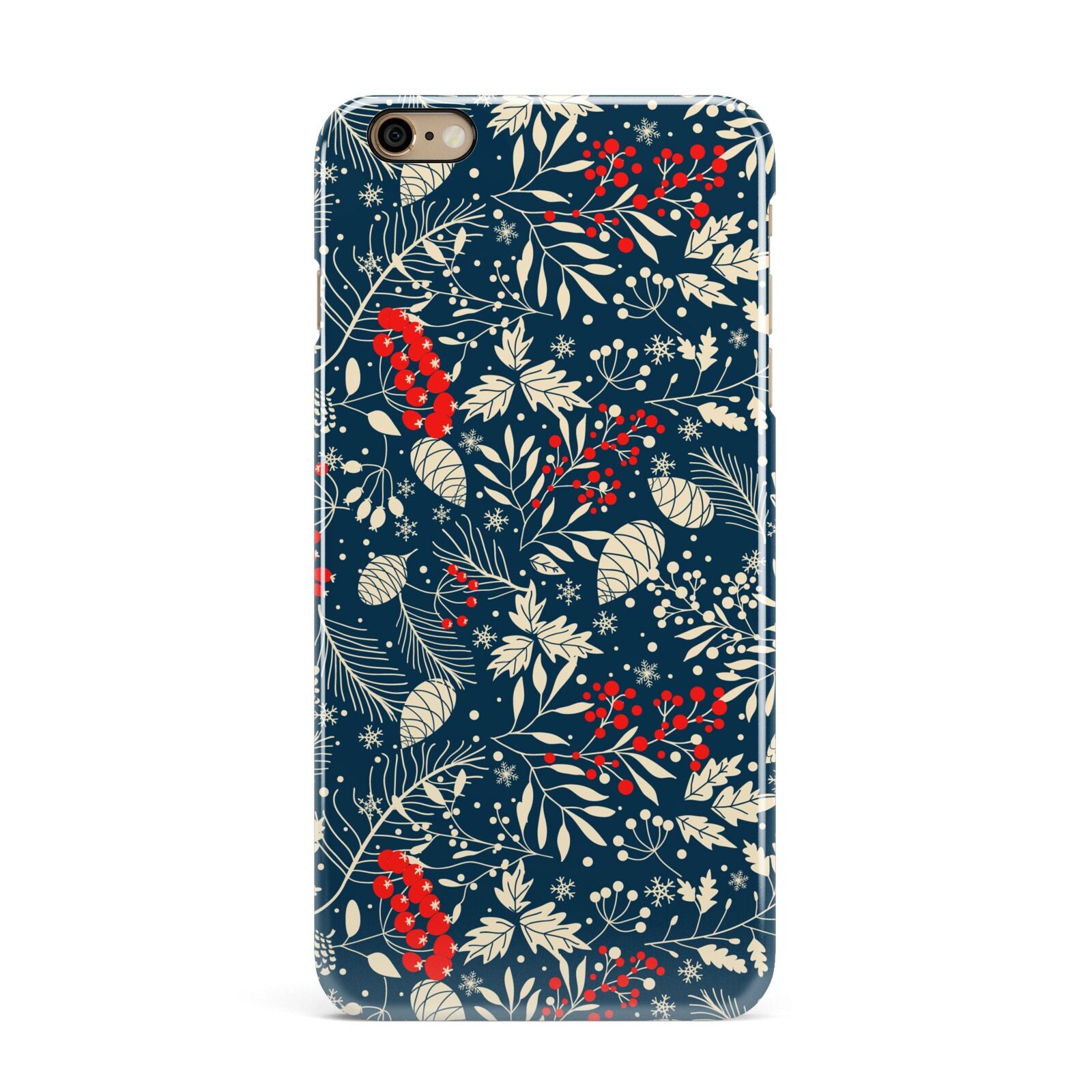 Christmas Floral iPhone 6 Plus 3D Snap Case on Gold Phone