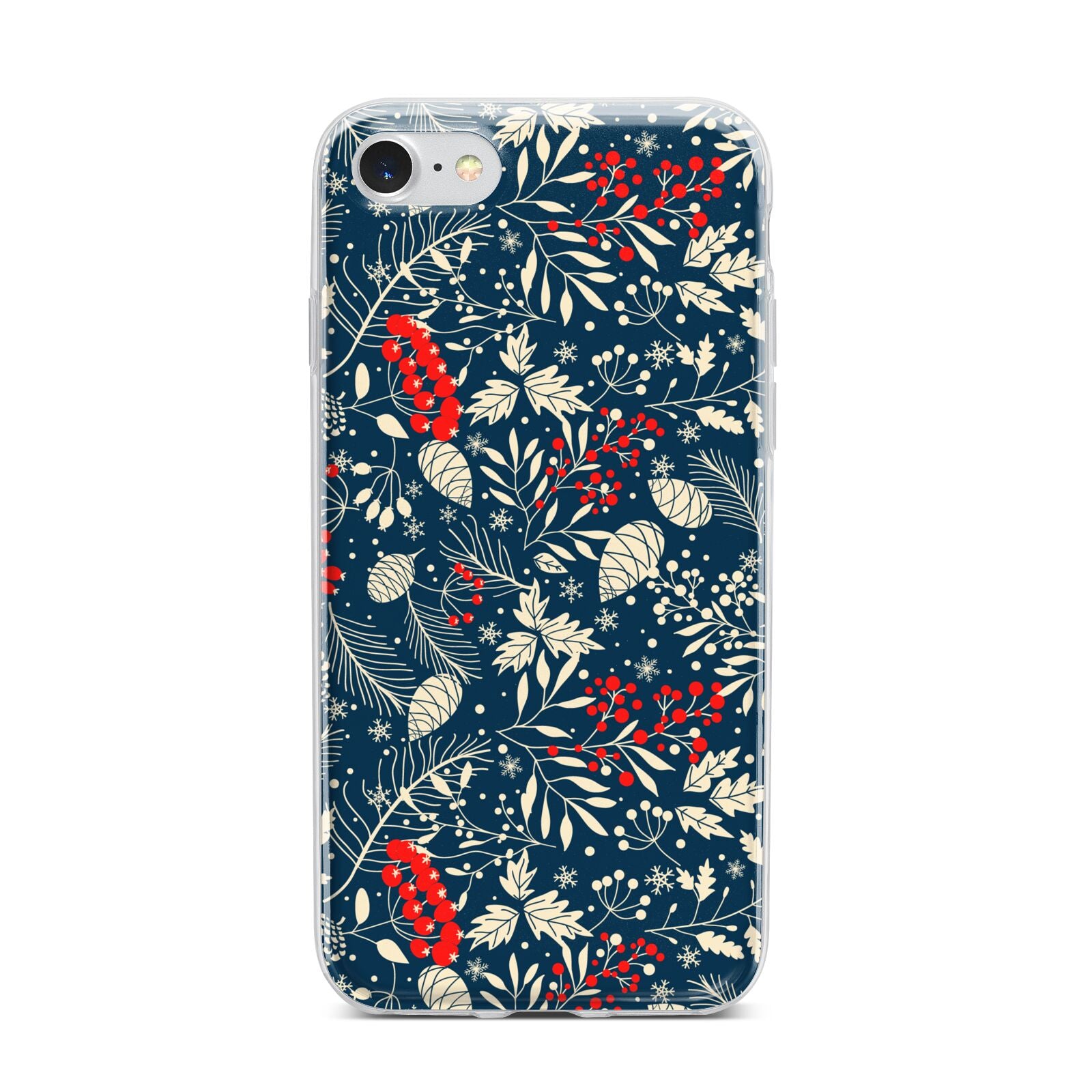 Christmas Floral iPhone 7 Bumper Case on Silver iPhone