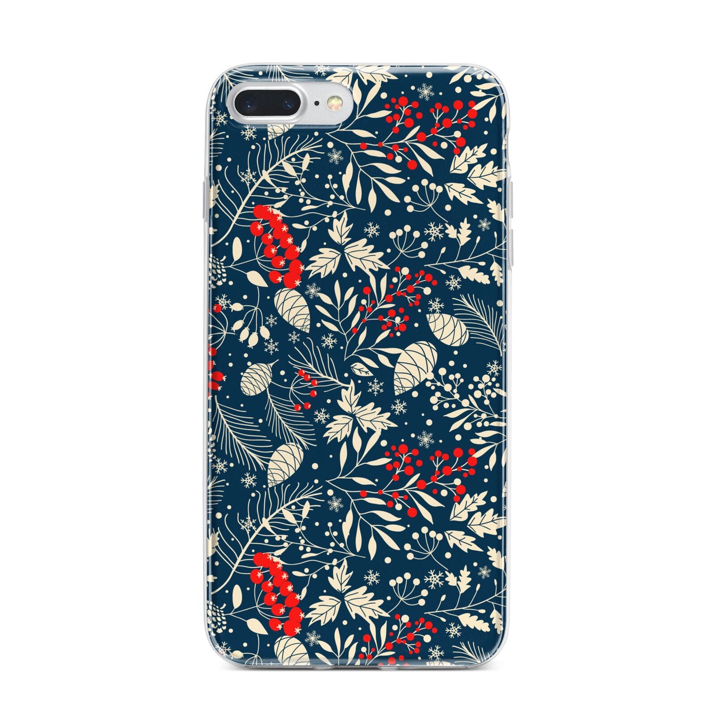 Christmas Floral iPhone 7 Plus Bumper Case on Silver iPhone