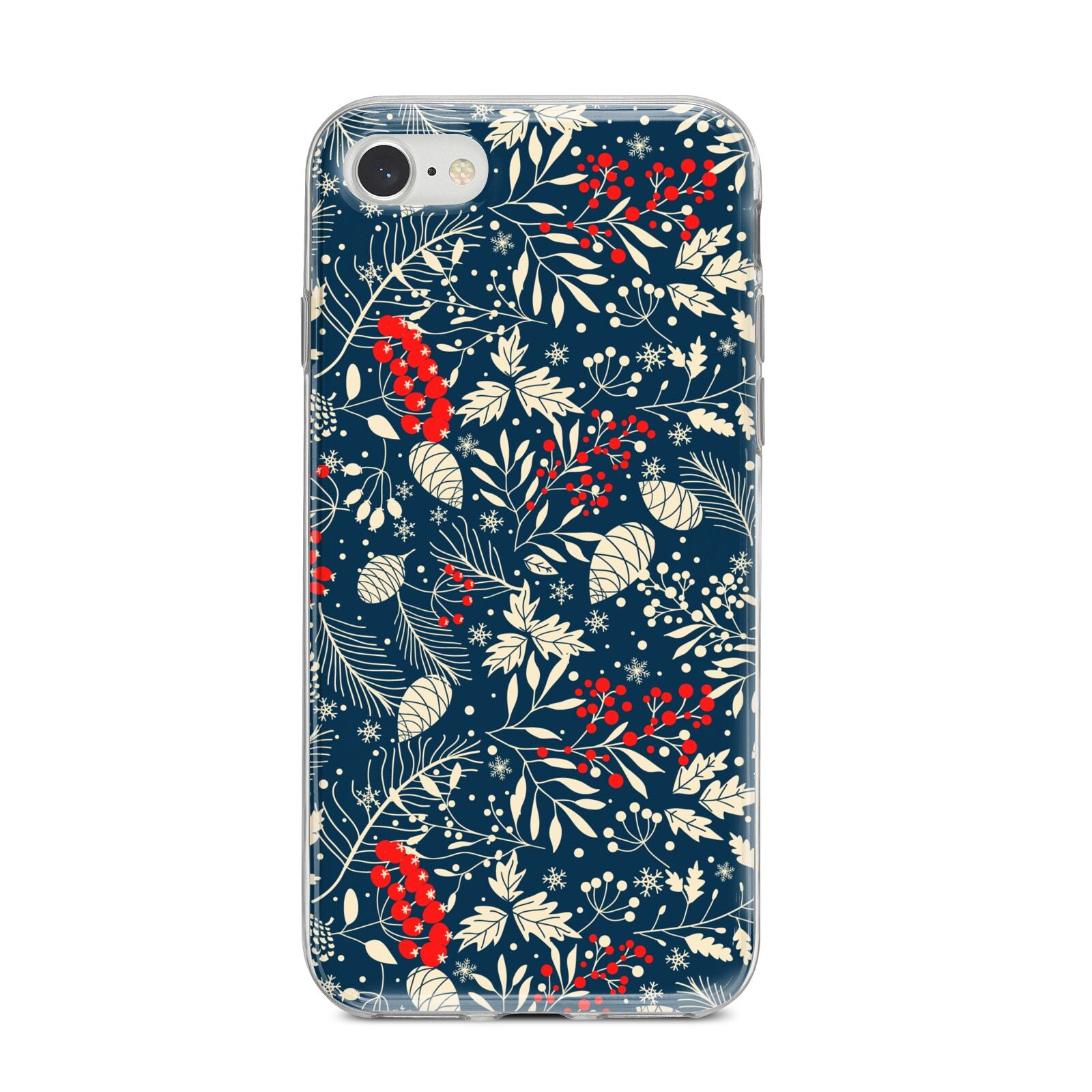 Christmas Floral iPhone 8 Bumper Case on Silver iPhone