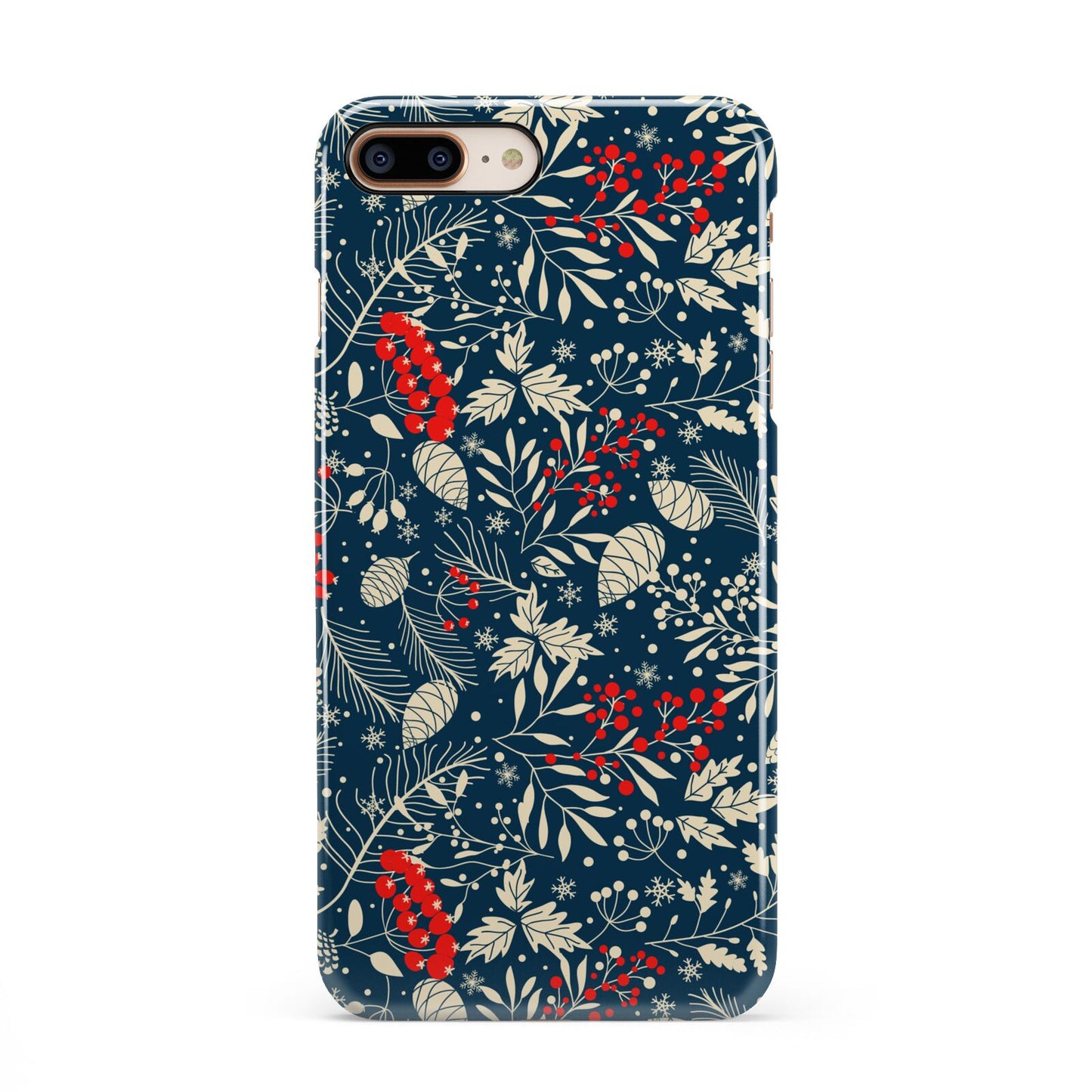 Christmas Floral iPhone 8 Plus 3D Snap Case on Gold Phone