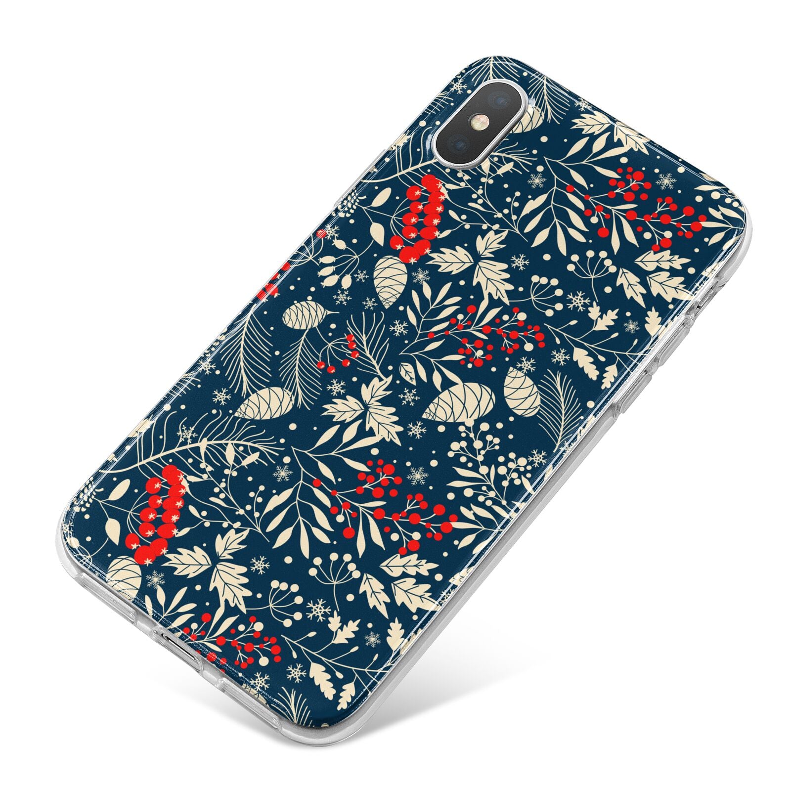 Christmas Floral iPhone X Bumper Case on Silver iPhone