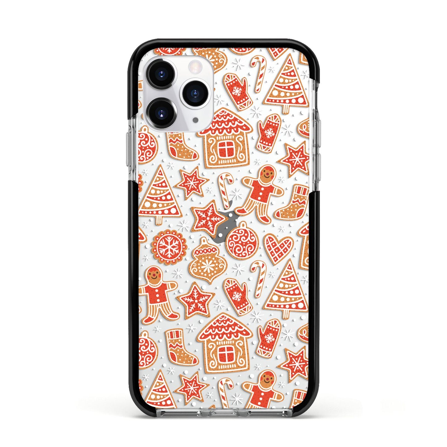 Christmas Gingerbread Apple iPhone 11 Pro in Silver with Black Impact Case