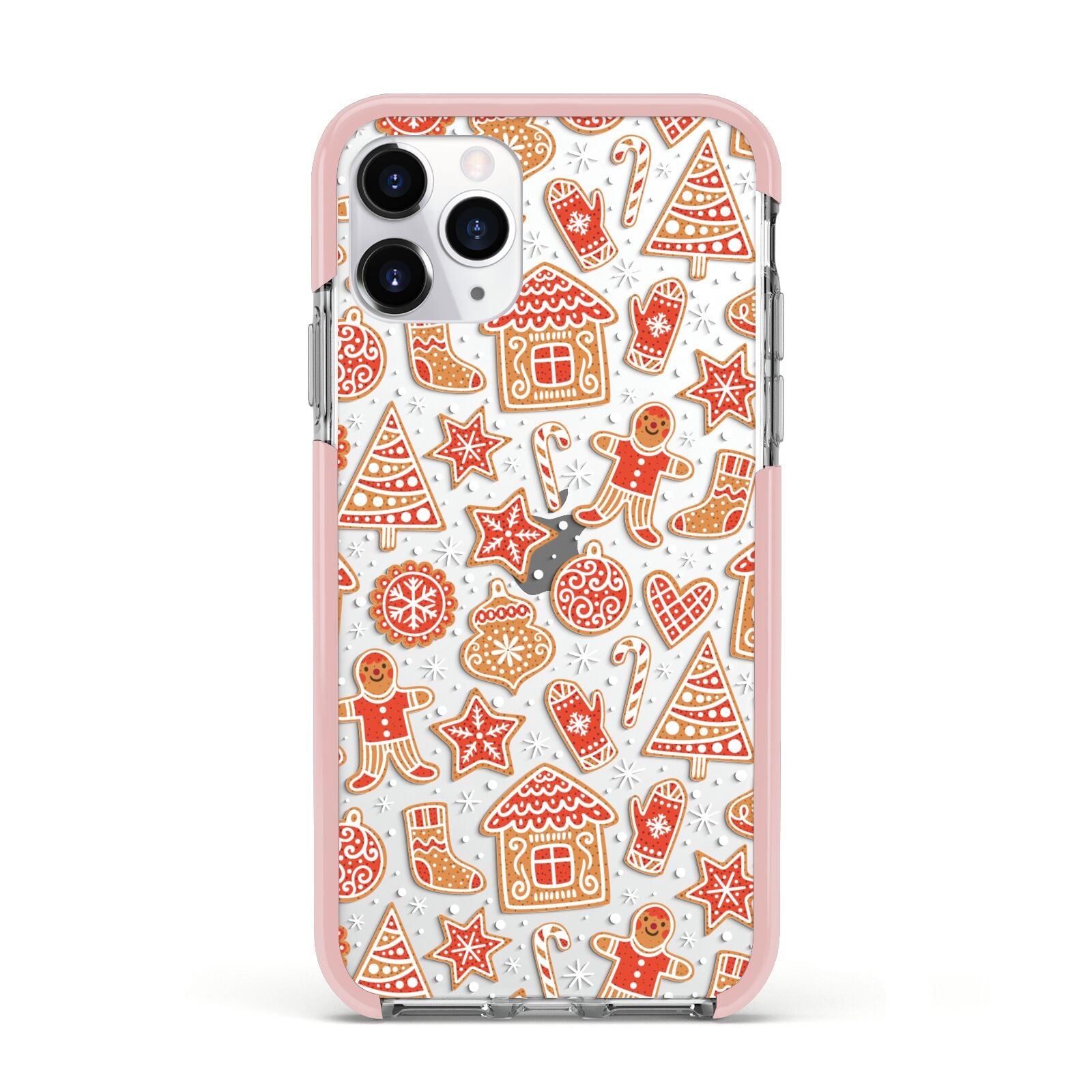 Christmas Gingerbread Apple iPhone 11 Pro in Silver with Pink Impact Case