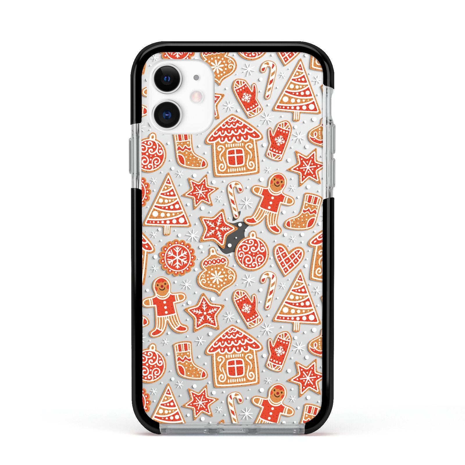 Christmas Gingerbread Apple iPhone 11 in White with Black Impact Case