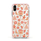Christmas Gingerbread Apple iPhone Xs Impact Case Pink Edge on Silver Phone