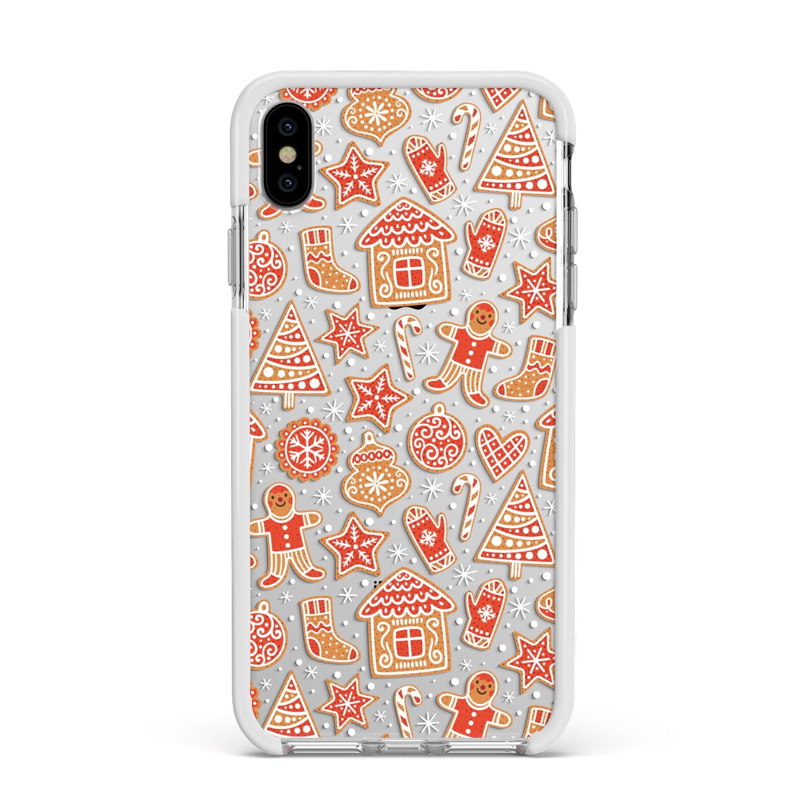 Christmas Gingerbread Apple iPhone Xs Max Impact Case White Edge on Silver Phone