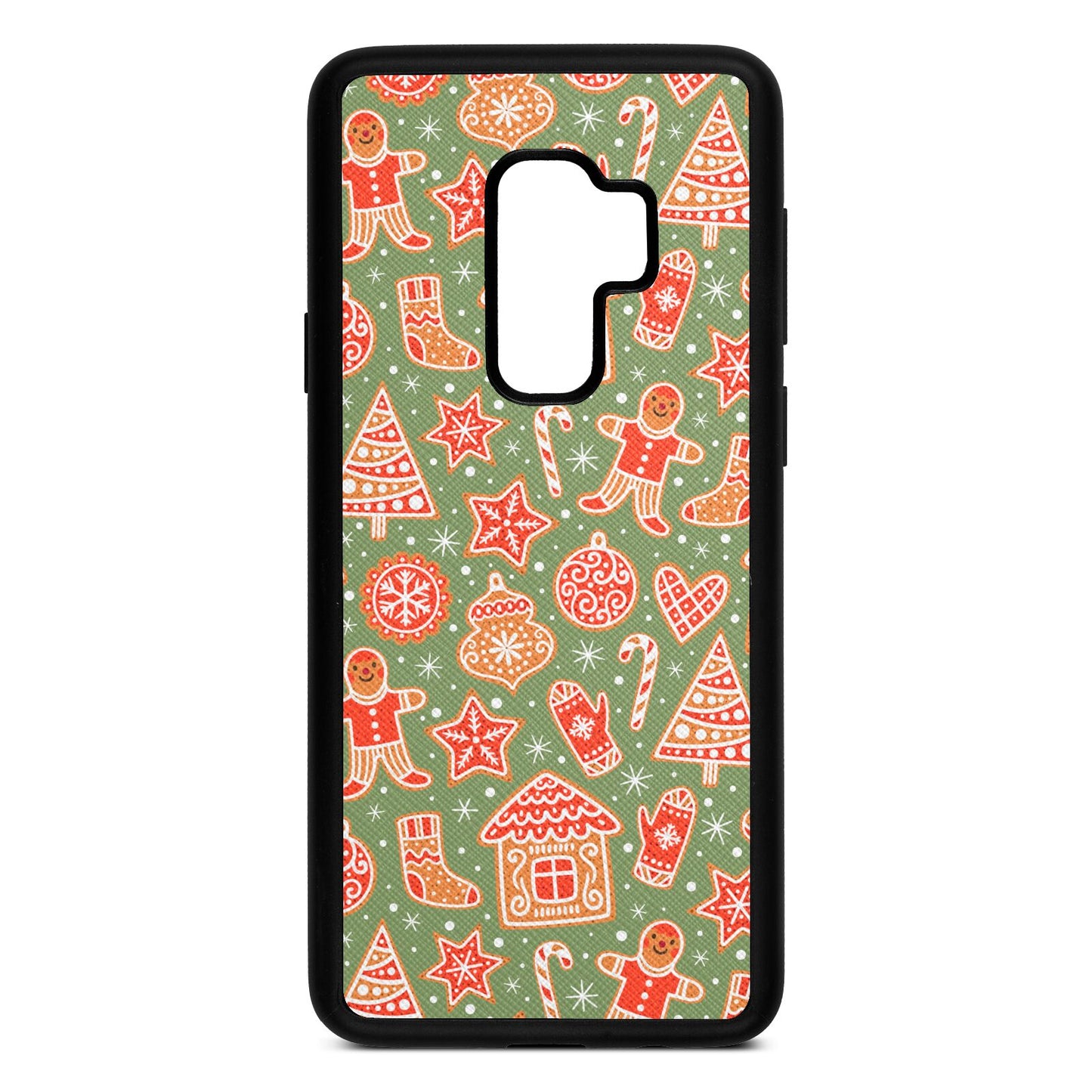 Christmas Gingerbread Lime Saffiano Leather Samsung S9 Plus Case