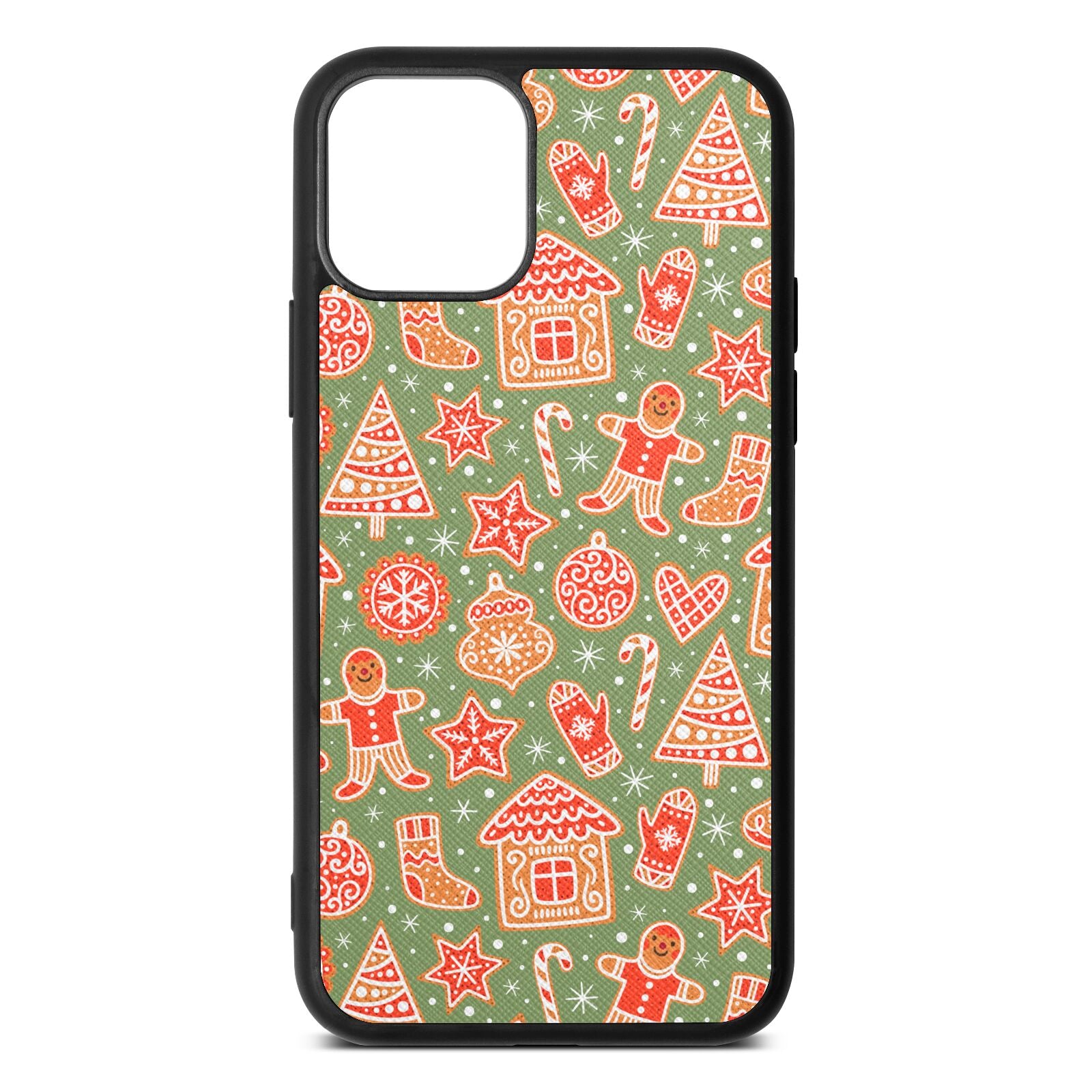 Christmas Gingerbread Lime Saffiano Leather iPhone 11 Case