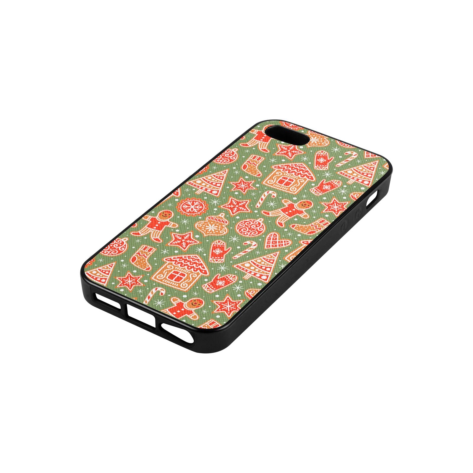 Christmas Gingerbread Lime Saffiano Leather iPhone 5 Case Side Angle