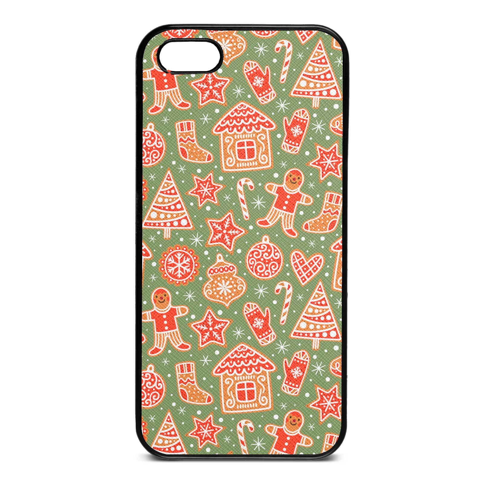 Christmas Gingerbread Lime Saffiano Leather iPhone 5 Case