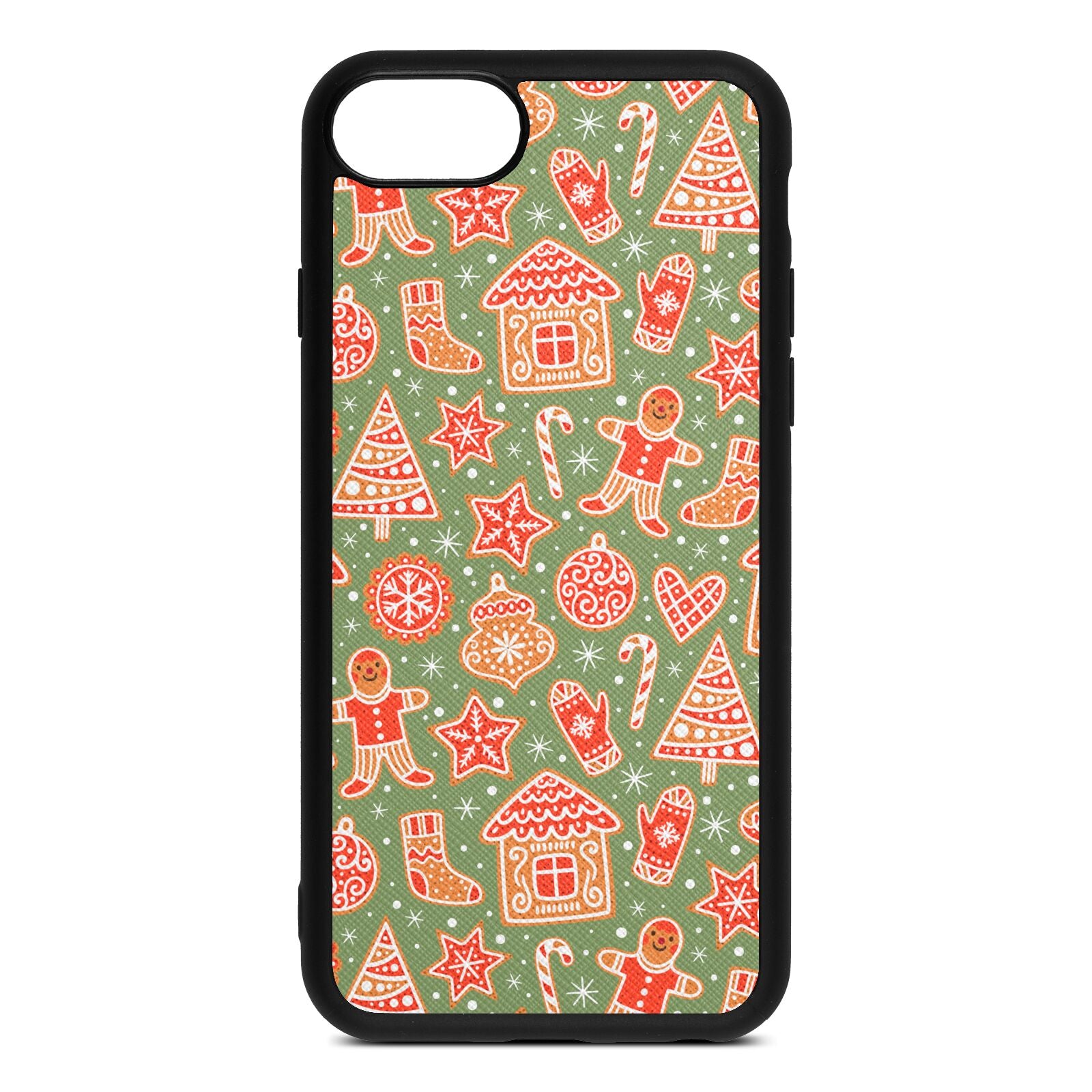 Christmas Gingerbread Lime Saffiano Leather iPhone 8 Case