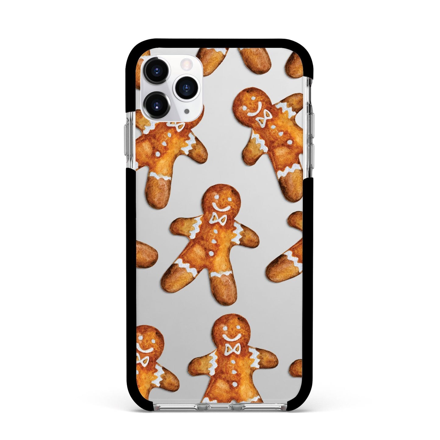 Christmas Gingerbread Man Apple iPhone 11 Pro Max in Silver with Black Impact Case