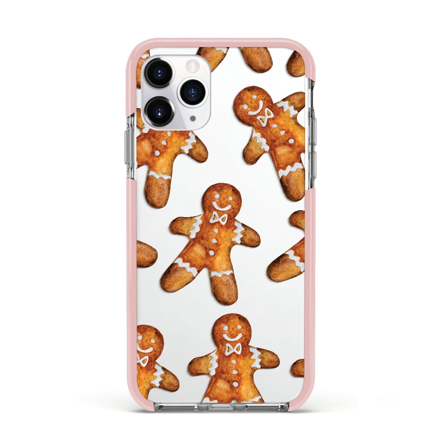 Christmas Gingerbread Man Apple iPhone 11 Pro in Silver with Pink Impact Case