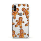 Christmas Gingerbread Man Apple iPhone Xs Impact Case White Edge on Silver Phone