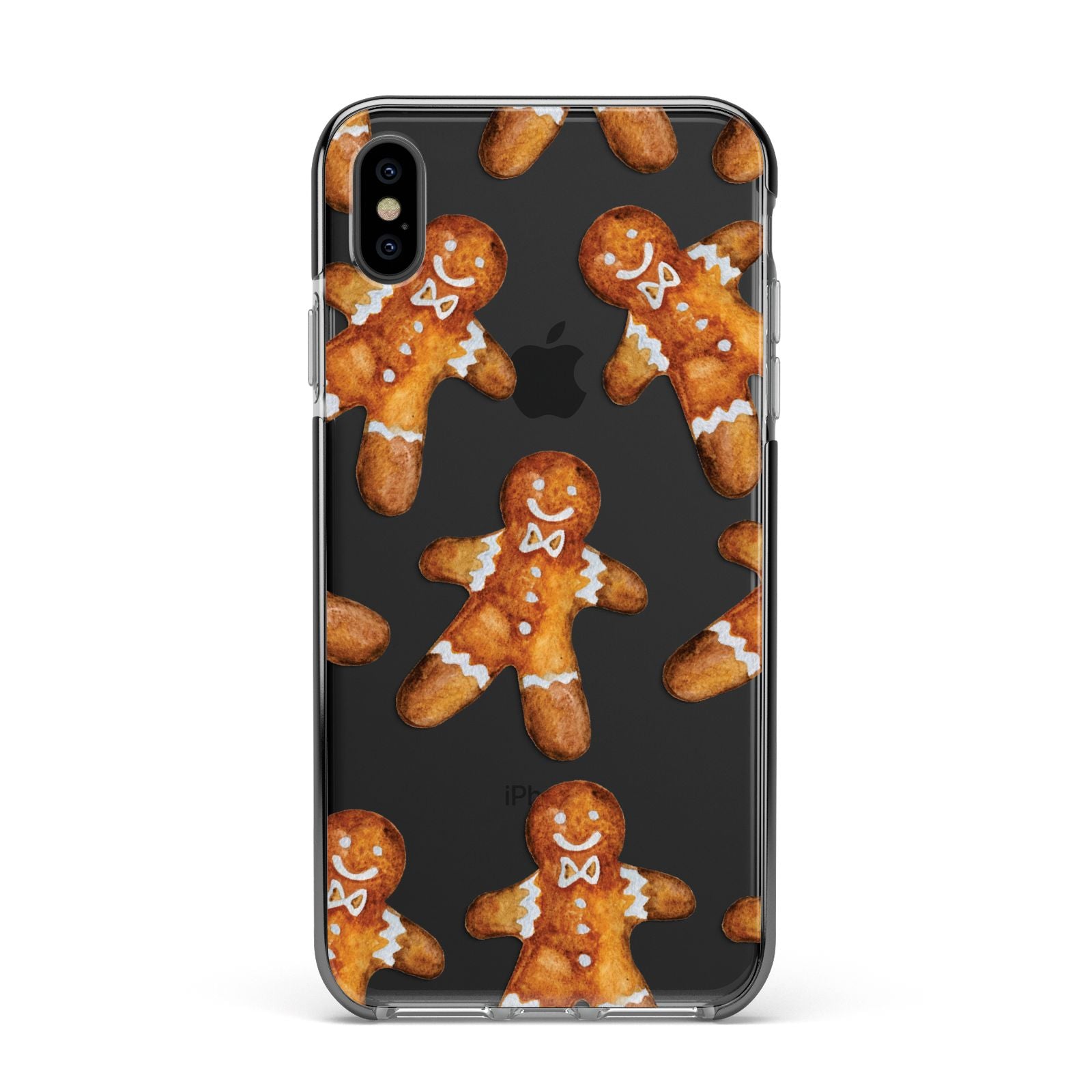 Christmas Gingerbread Man Apple iPhone Xs Max Impact Case Black Edge on Black Phone