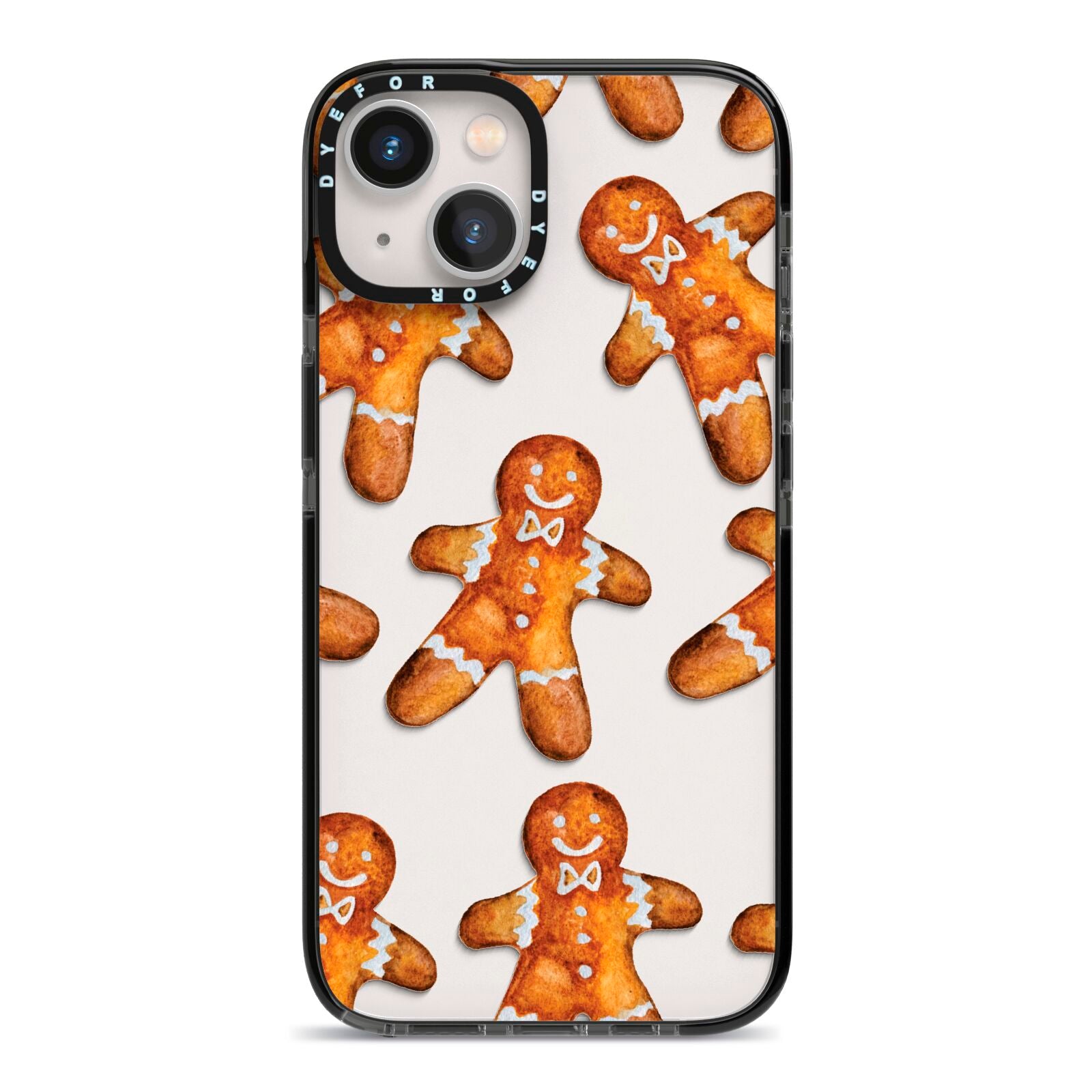 Christmas Gingerbread Man iPhone 13 Black Impact Case on Silver phone