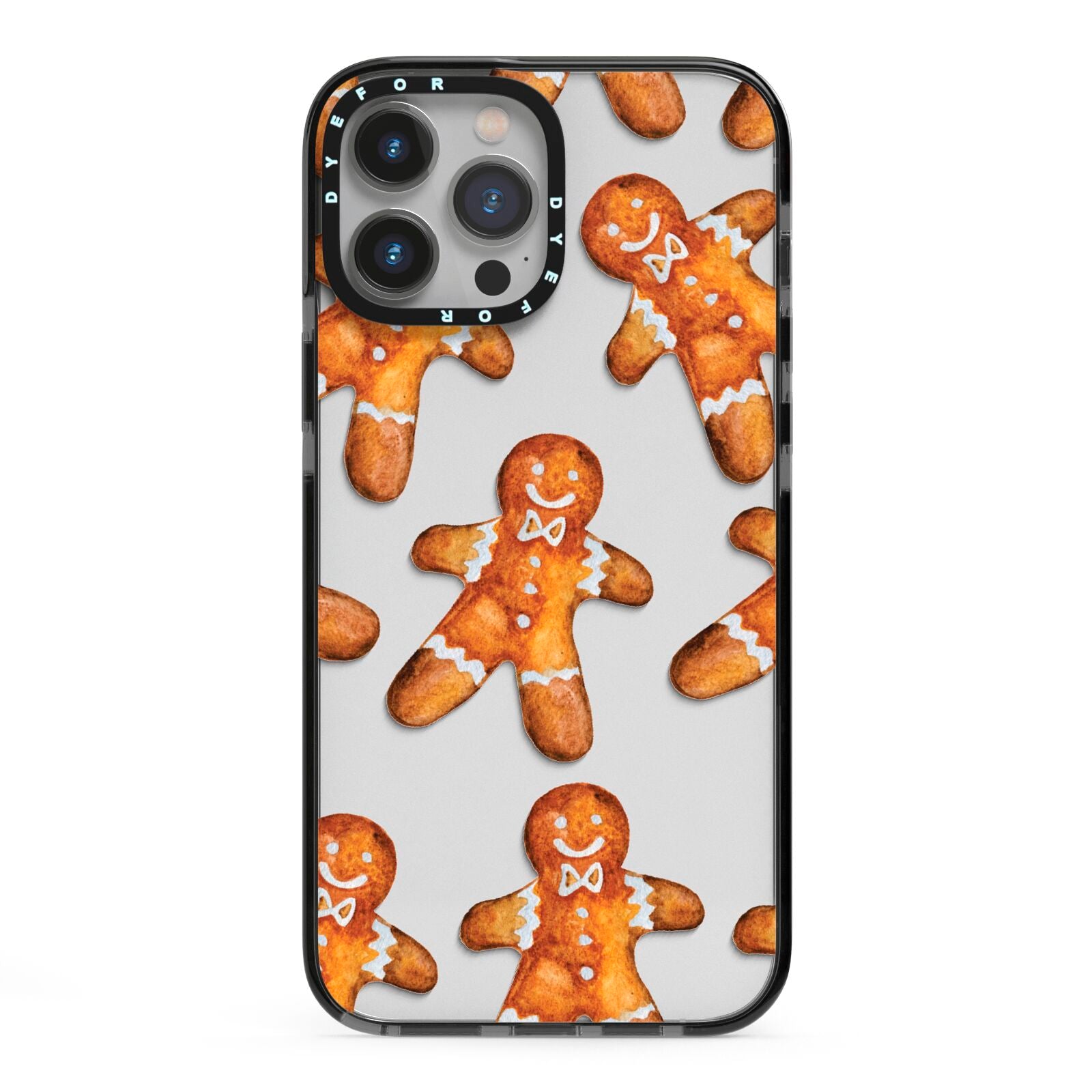 Christmas Gingerbread Man iPhone 13 Pro Max Black Impact Case on Silver phone