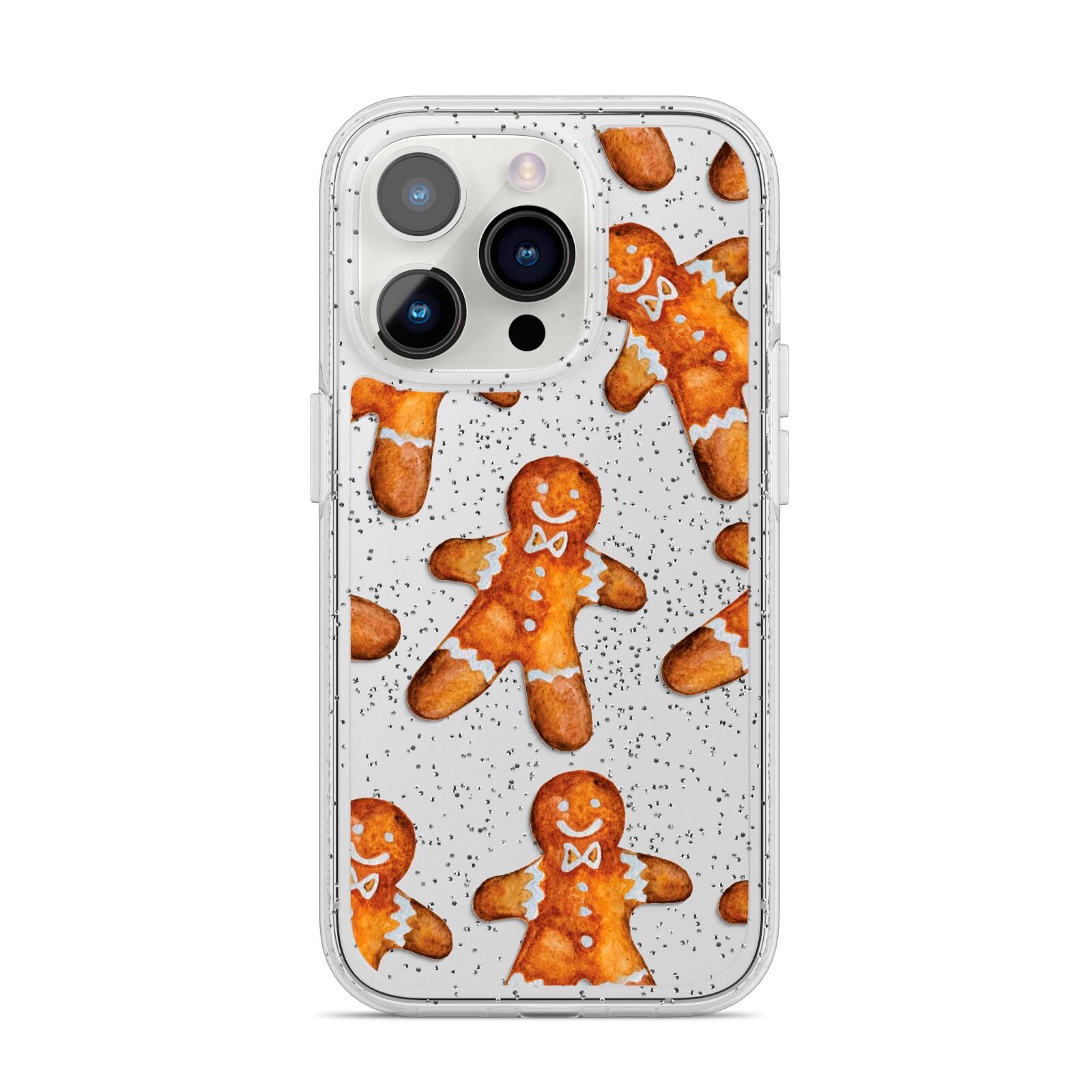 Christmas Gingerbread Man iPhone 14 Pro Glitter Tough Case Silver