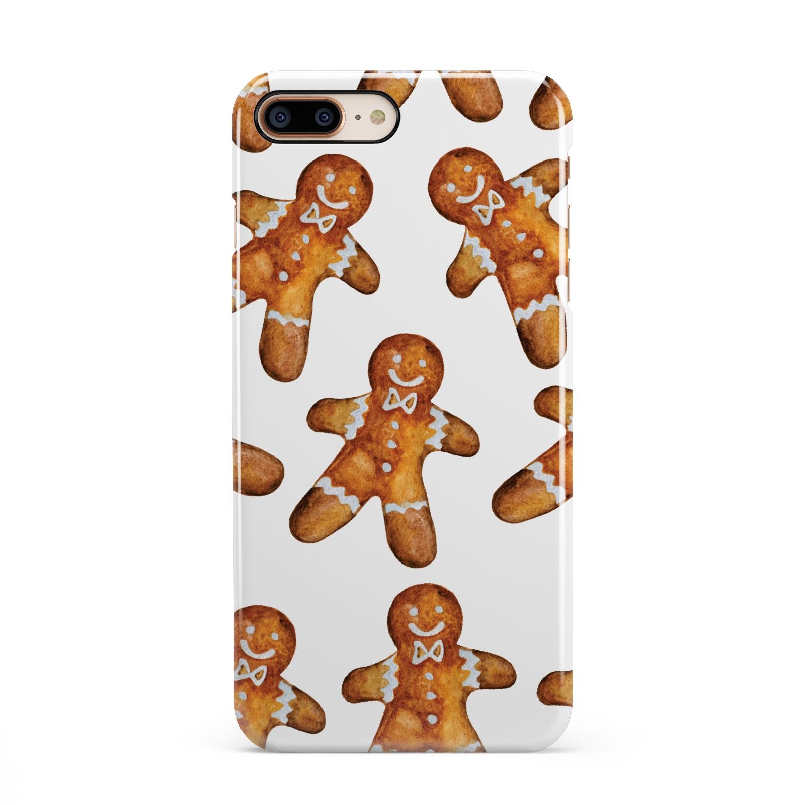 Christmas Gingerbread Man iPhone 8 Plus 3D Snap Case on Gold Phone
