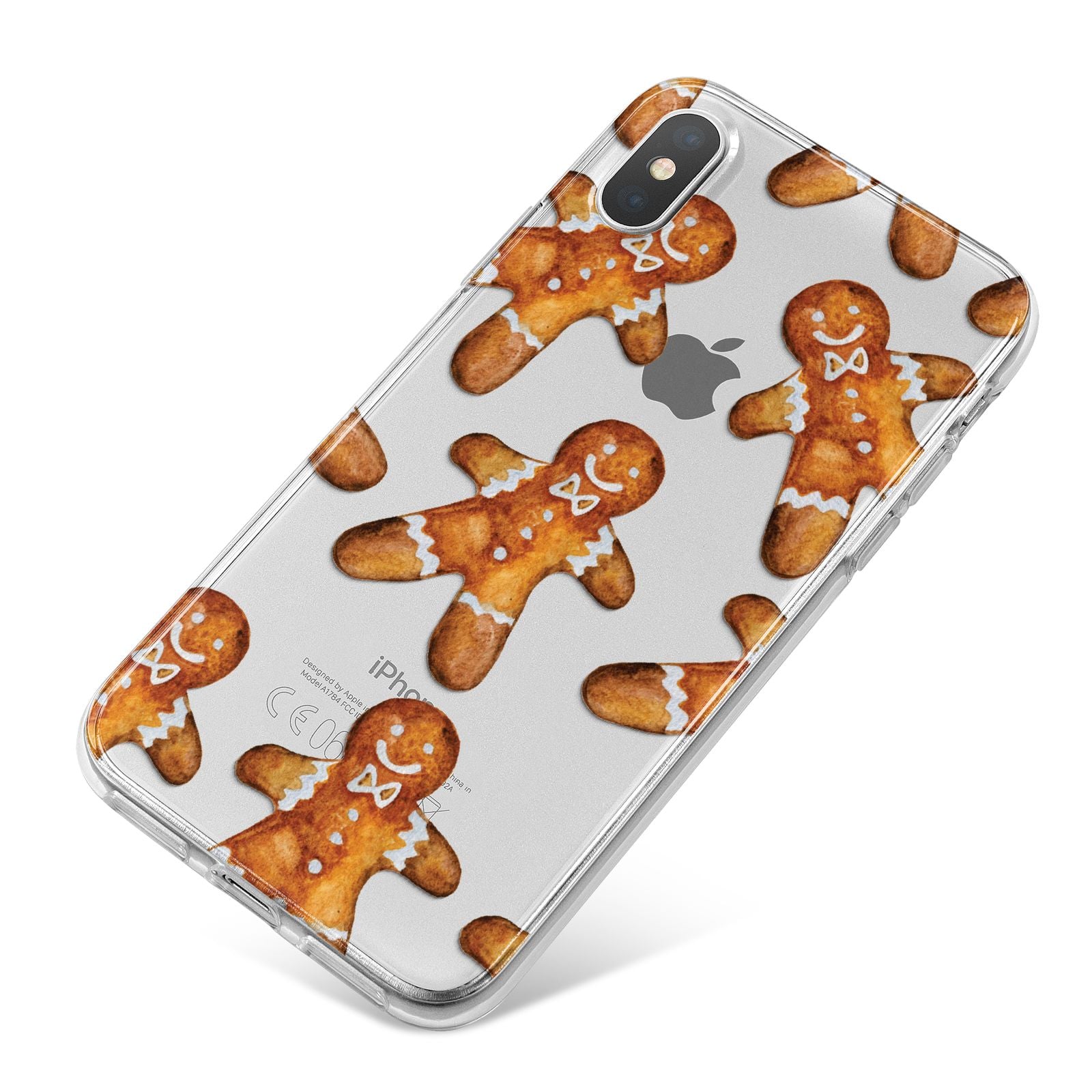 Christmas Gingerbread Man iPhone X Bumper Case on Silver iPhone