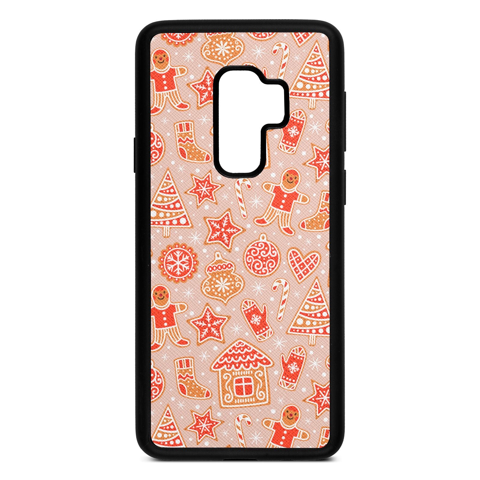 Christmas Gingerbread Nude Saffiano Leather Samsung S9 Plus Case