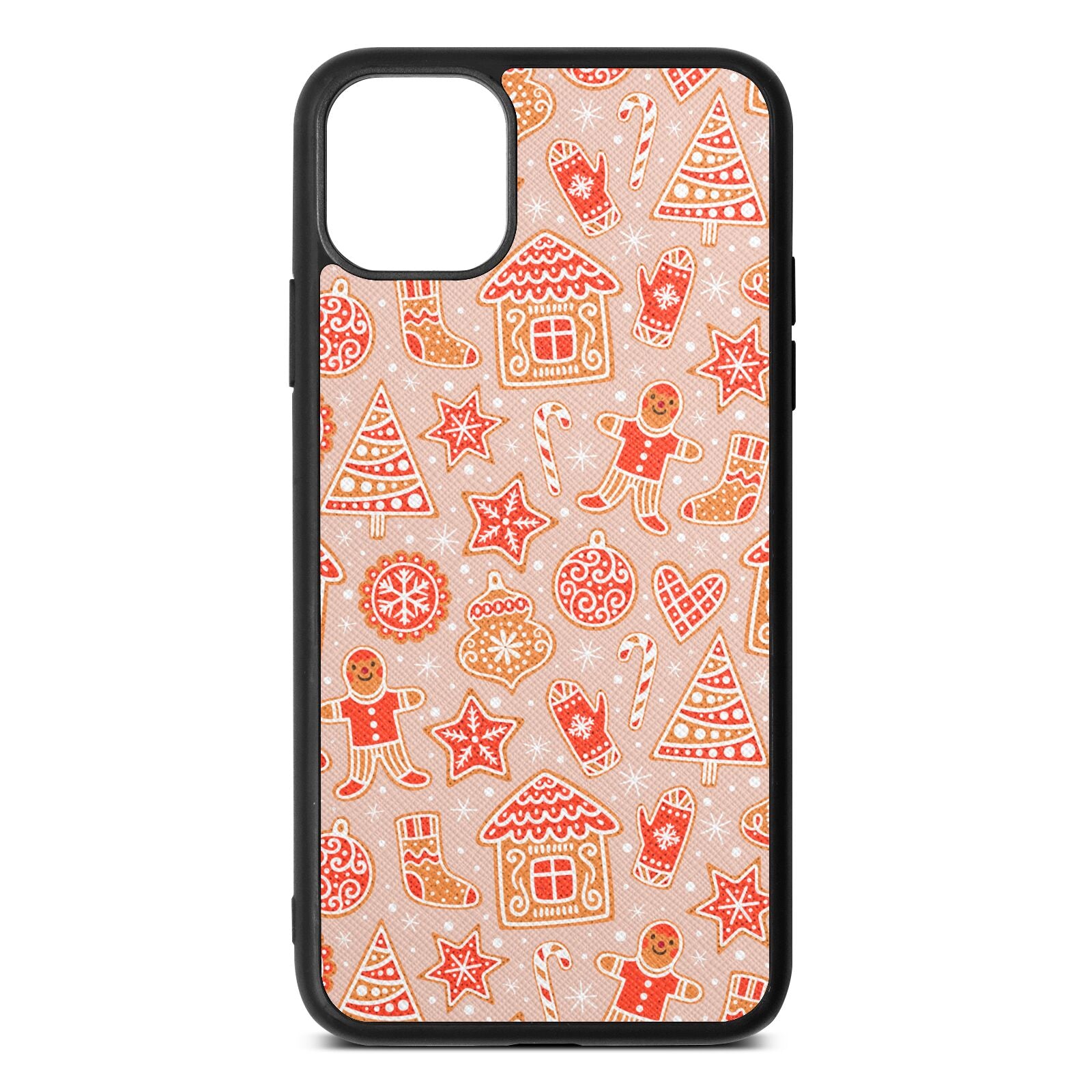 Christmas Gingerbread Nude Saffiano Leather iPhone 11 Pro Max Case