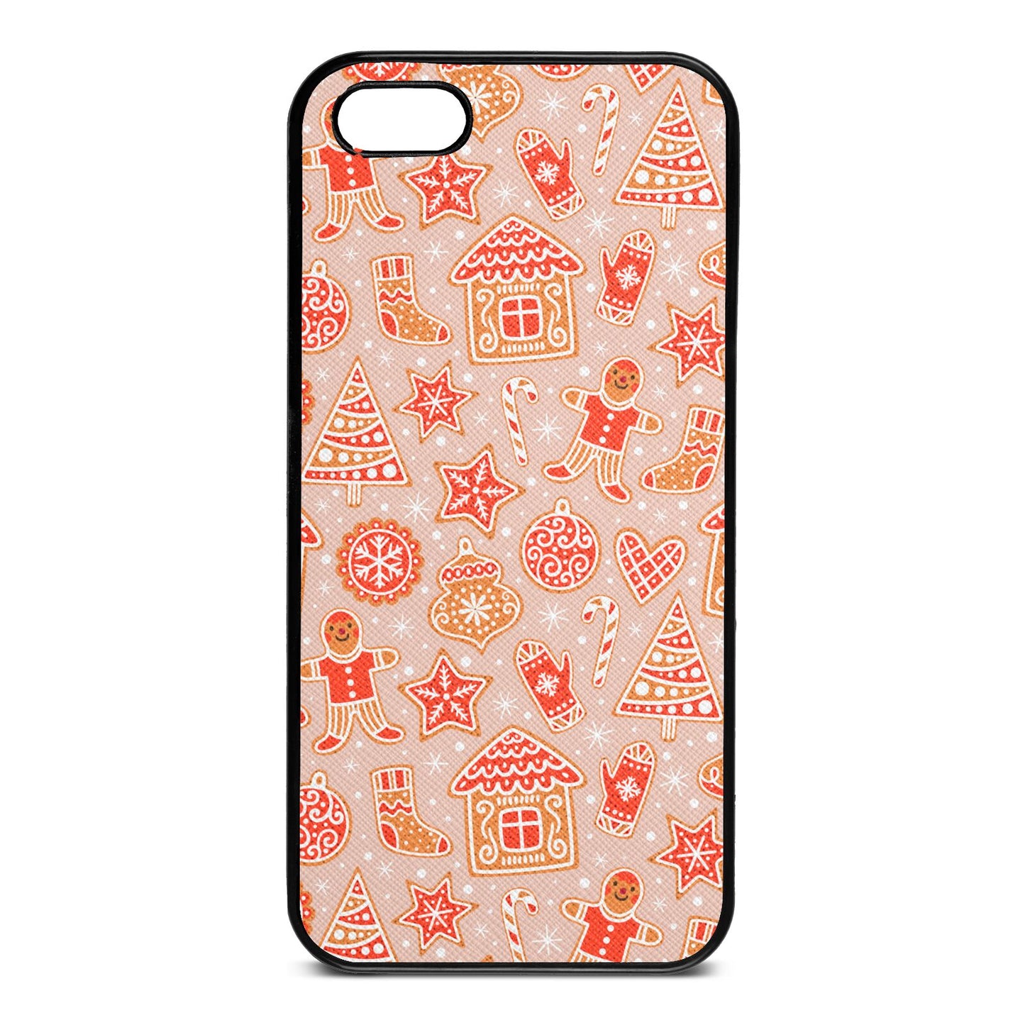 Christmas Gingerbread Nude Saffiano Leather iPhone 5 Case